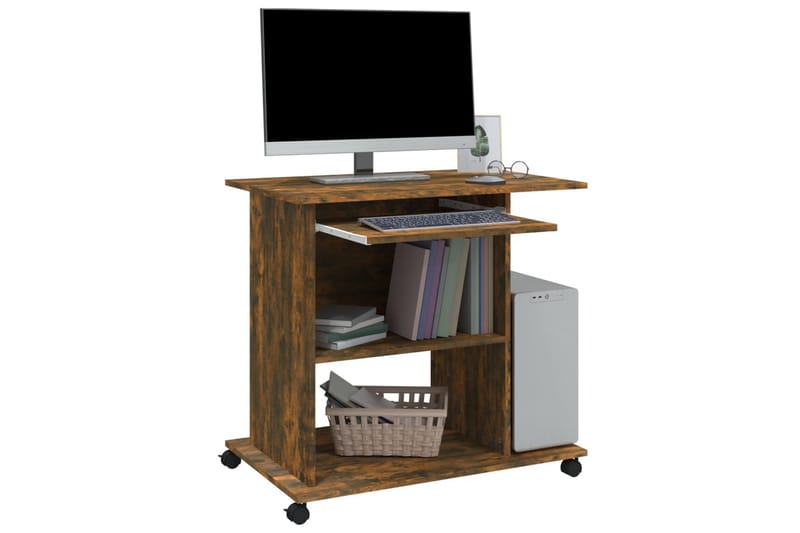 beBasic computerbord 80x50x75 cm konstrueret træ røget egetræsfarve - Brun - Møbler - Borde - Kontorbord - Skrivebord