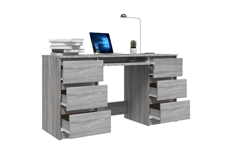 beBasic skænk 140x50x77 cm konstrueret træ grå sonoma-eg - GrÃ¥ - Møbler - Borde - Kontorbord - Skrivebord