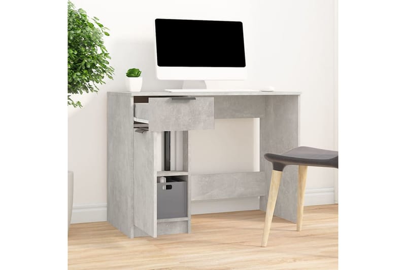 beBasic skrivebord 100x50x75 cm konstrueret træ betongrå - GrÃ¥ - Møbler - Borde - Kontorbord - Skrivebord