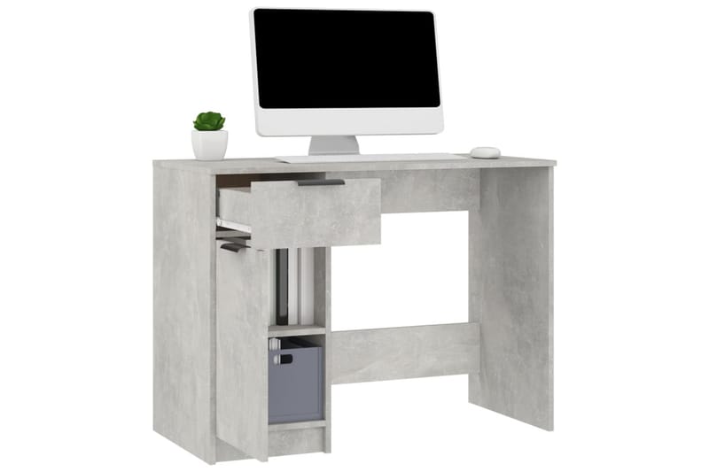 beBasic skrivebord 100x50x75 cm konstrueret træ betongrå - GrÃ¥ - Møbler - Borde - Kontorbord - Skrivebord