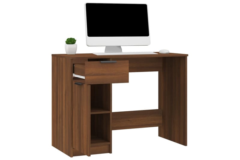 beBasic skrivebord 100x50x75 cm konstrueret træ brun egetræsfarve - Brun - Møbler - Borde - Kontorbord - Skrivebord