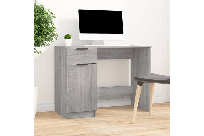 beBasic skrivebord 100x50x75 cm konstrueret træ grå sonoma-eg - GrÃ¥ - Skrivebord