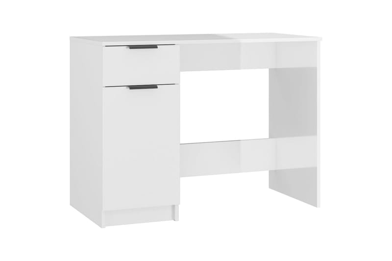 beBasic skrivebord 100x50x75 cm konstrueret træ hvid højglans - Hvid - Skrivebord