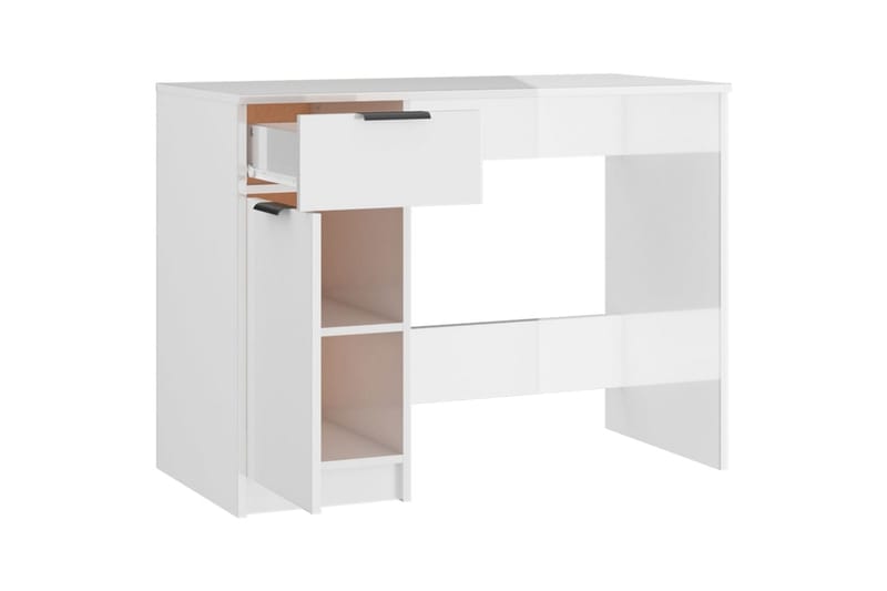 beBasic skrivebord 100x50x75 cm konstrueret træ hvid højglans - Hvid - Møbler - Borde - Kontorbord - Skrivebord