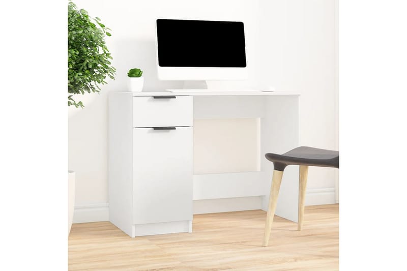 beBasic skrivebord 100x50x75 cm konstrueret træ hvid - Hvid - Møbler - Borde - Kontorbord - Skrivebord
