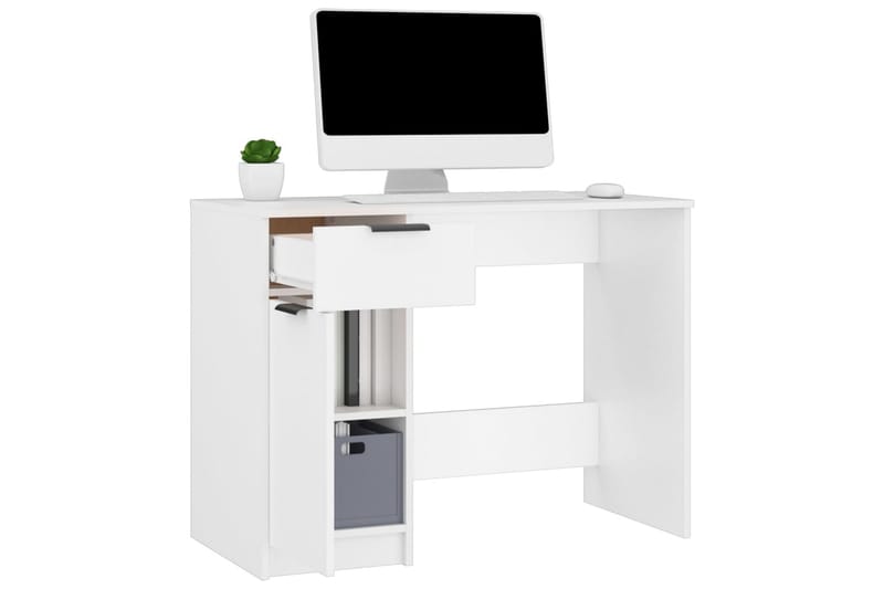 beBasic skrivebord 100x50x75 cm konstrueret træ hvid - Hvid - Skrivebord