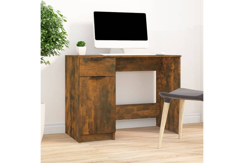 beBasic skrivebord 100x50x75 cm konstrueret træ røget egetræsfarve - Brun - Skrivebord