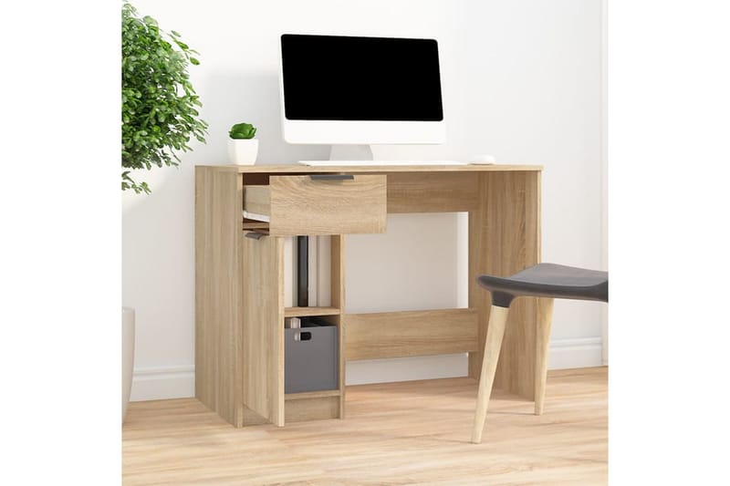 beBasic skrivebord 100x50x75 cm konstrueret træ sonoma-eg - Brun - Møbler - Borde - Kontorbord - Skrivebord