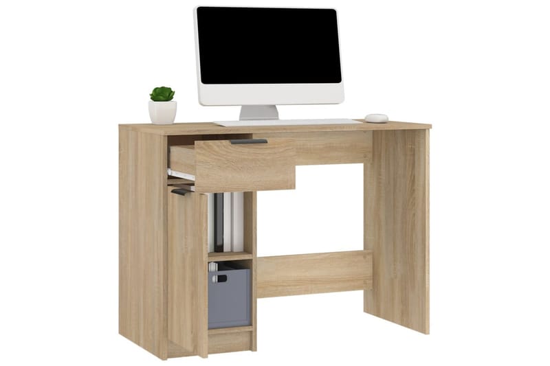 beBasic skrivebord 100x50x75 cm konstrueret træ sonoma-eg - Brun - Møbler - Borde - Kontorbord - Skrivebord
