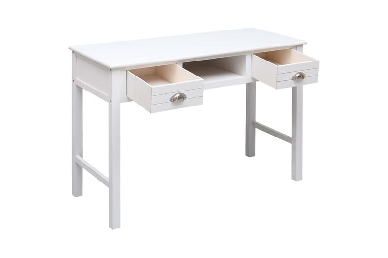 beBasic skrivebord 108x45x76 cm massivt kejsertræ hvid - Hvid - Møbler - Borde - Kontorbord - Skrivebord