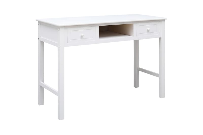 beBasic skrivebord 108x45x76 cm massivt kejsertræ hvid - Hvid - Møbler - Borde - Kontorbord - Skrivebord
