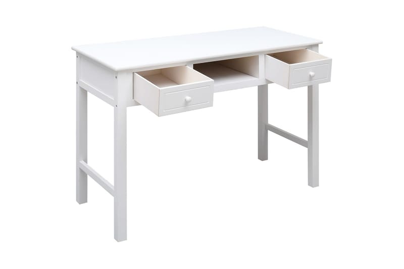 beBasic skrivebord 108x45x76 cm massivt kejsertræ hvid - Hvid - Møbler - Borde - Kontorbord - Skrivebord
