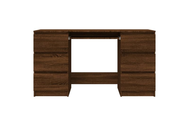 beBasic skrivebord 140x50x77 cm konstrueret træ brun egetræsfarve - Brun - Skrivebord