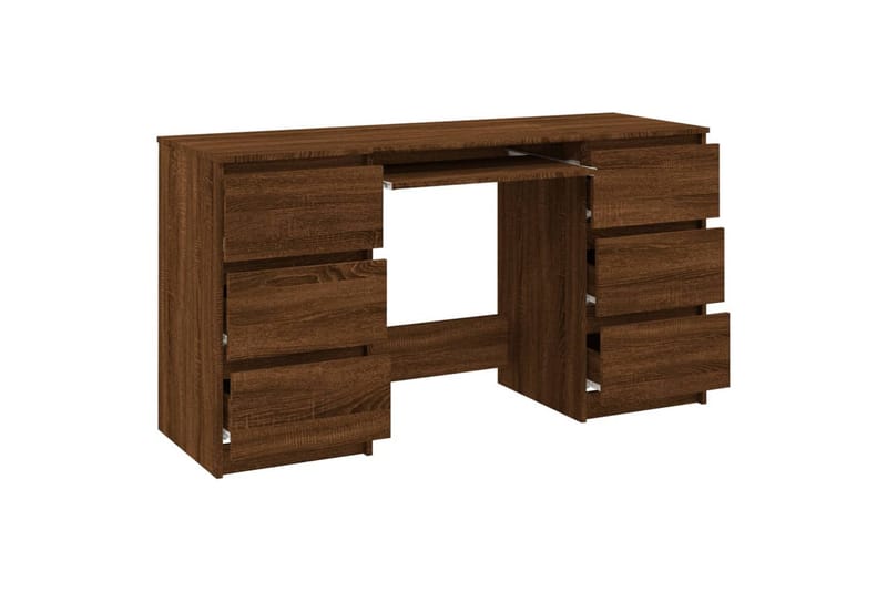 beBasic skrivebord 140x50x77 cm konstrueret træ brun egetræsfarve - Brun - Skrivebord