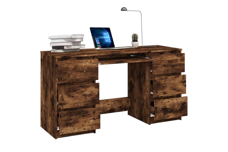 beBasic skrivebord 140x50x77 cm konstrueret træ røget egetræsfarve - Brun - Skrivebord