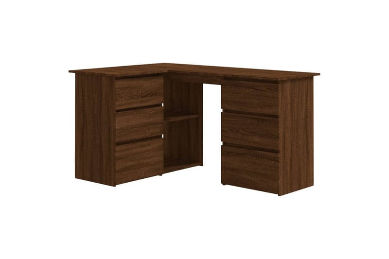 beBasic skrivebord 145x100x76 cm konstrueret træ brun egetræ - Brun - Skrivebord