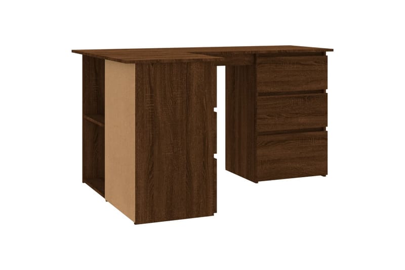 beBasic skrivebord 145x100x76 cm konstrueret træ brun egetræ - Brun - Møbler - Borde - Kontorbord - Skrivebord