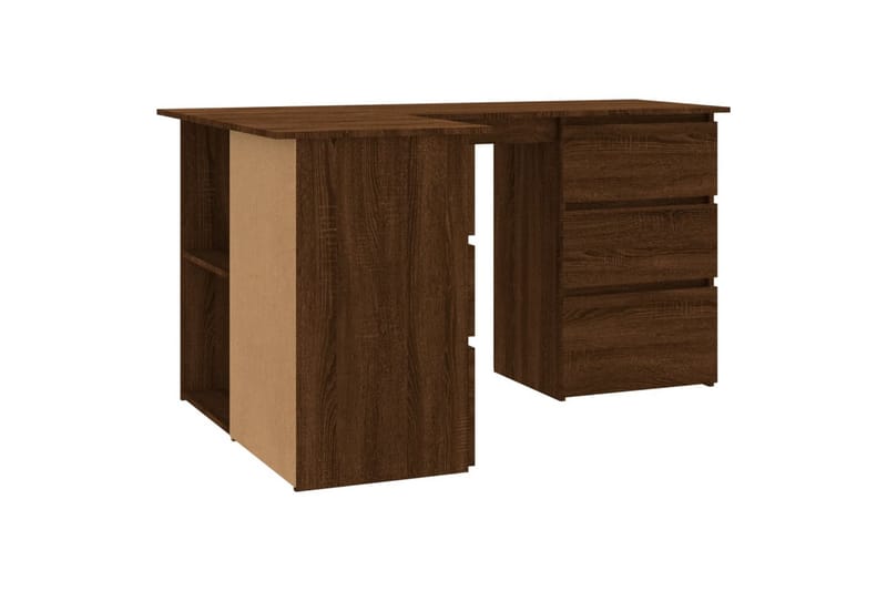 beBasic skrivebord 145x100x76 cm konstrueret træ brun egetræ - Brun - Skrivebord