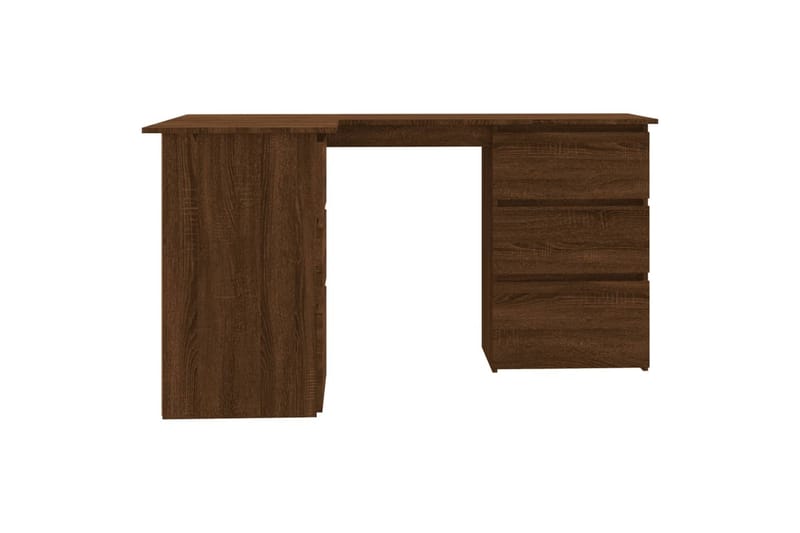 beBasic skrivebord 145x100x76 cm konstrueret træ brun egetræ - Brun - Møbler - Borde - Kontorbord - Skrivebord