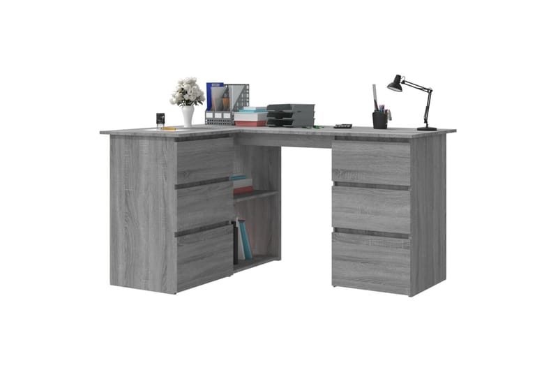 beBasic skrivebord 145x100x76 cm konstrueret træ grå sonoma-eg - GrÃ¥ - Møbler - Borde - Kontorbord - Skrivebord