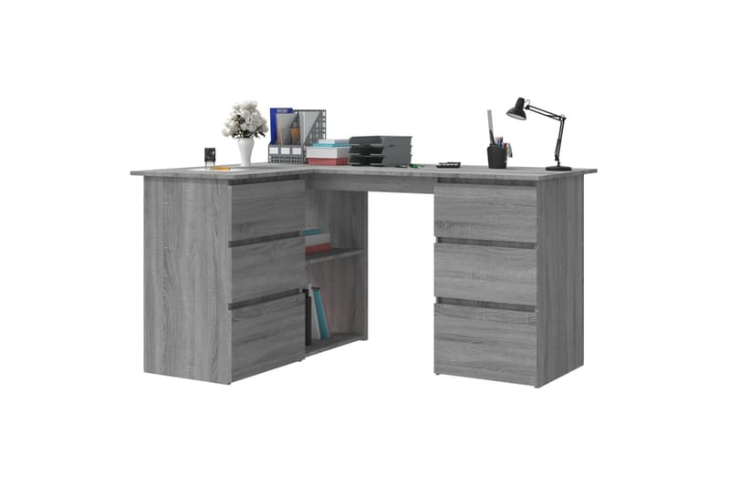 beBasic skrivebord 145x100x76 cm konstrueret træ grå sonoma-eg - GrÃ¥ - Skrivebord