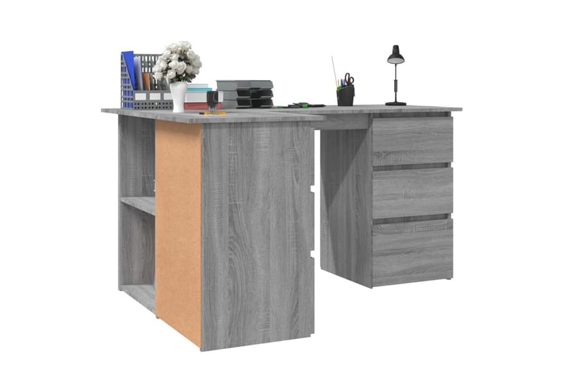 beBasic skrivebord 145x100x76 cm konstrueret træ grå sonoma-eg - GrÃ¥ - Møbler - Borde - Kontorbord - Skrivebord