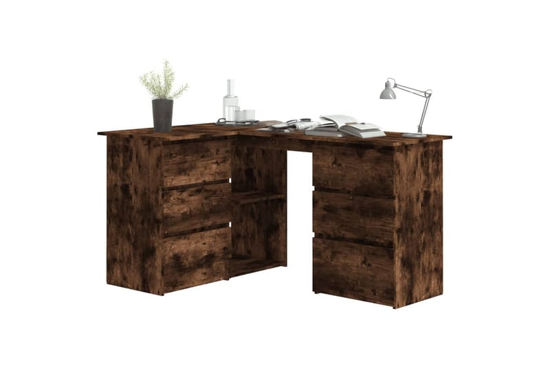 beBasic skrivebord 145x100x76 cm konstrueret træ røget egetræsfinish - Brun - Møbler - Borde - Kontorbord - Skrivebord