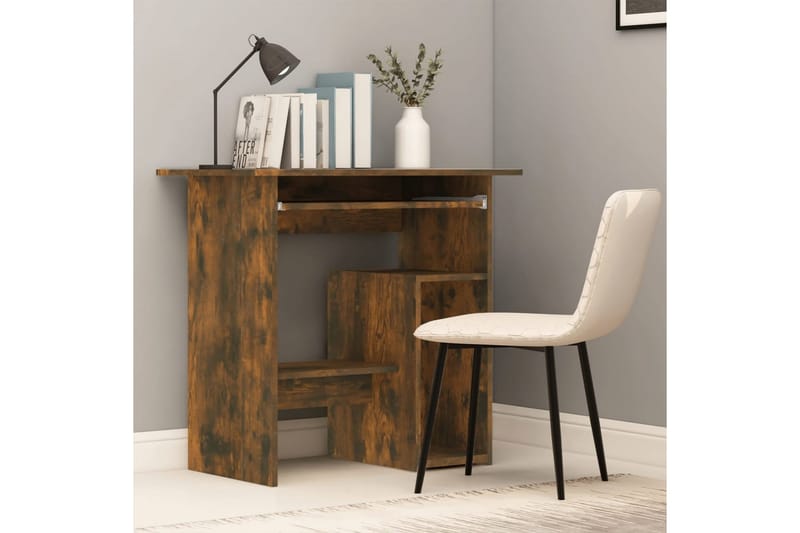 beBasic skrivebord 80x45x74 cm konstrueret træ røget egetræsfinish - Brun - Skrivebord