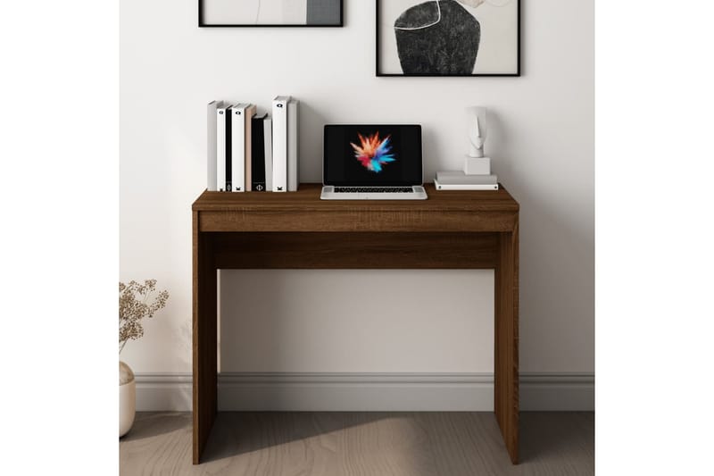 beBasic skrivebord 90x40x72 cm konstrueret træ brun egetræsfarve - Brun - Skrivebord