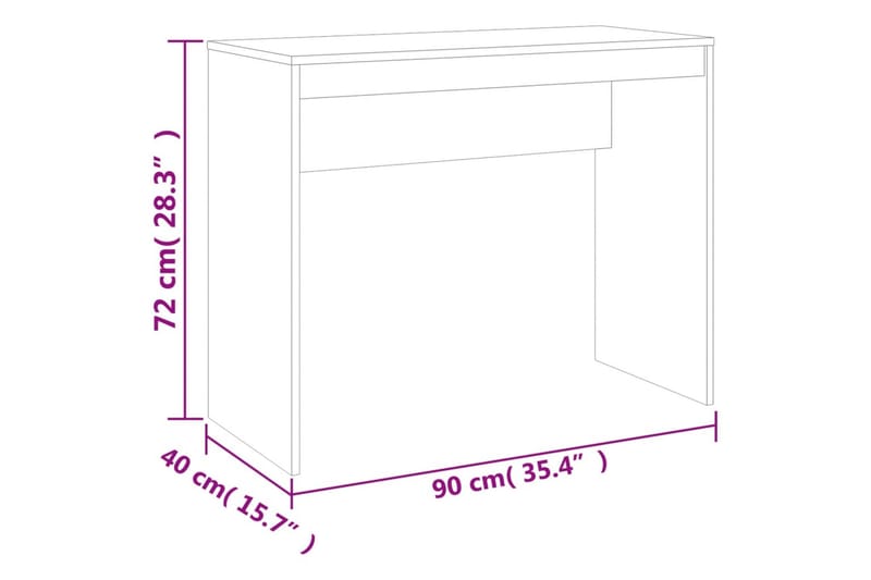 beBasic skrivebord 90x40x72 cm konstrueret træ brun egetræsfarve - Brun - Møbler - Borde - Kontorbord - Skrivebord