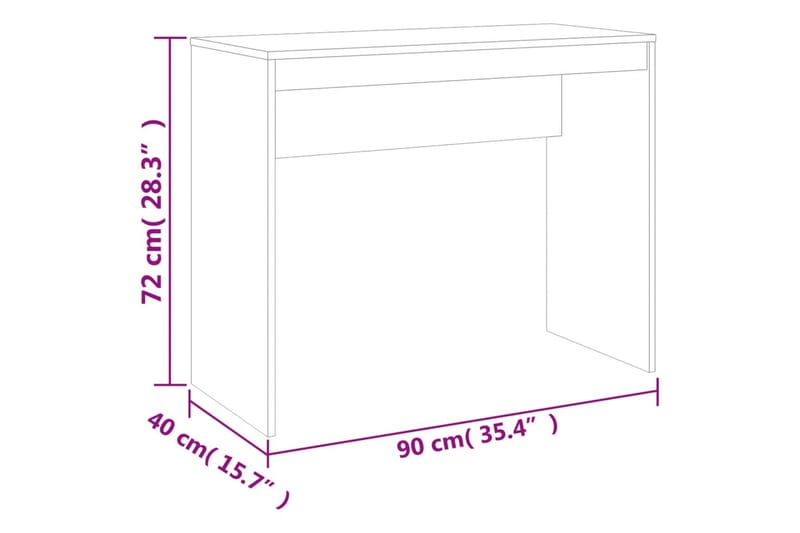 beBasic skrivebord 90x40x72 cm konstrueret træ brun egetræsfarve - Brun - Skrivebord