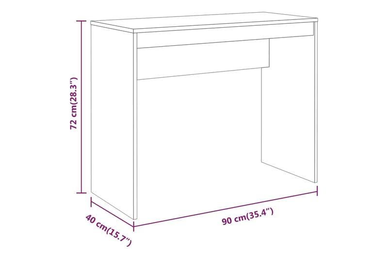 beBasic skrivebord 90x40x72 cm konstrueret træ røget egetræsfarve - Brun - Møbler - Borde - Kontorbord - Skrivebord