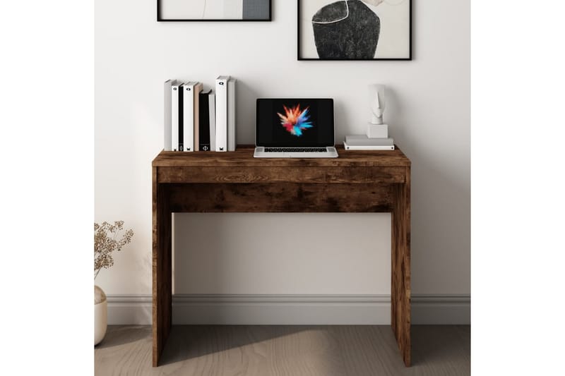 beBasic skrivebord 90x40x72 cm konstrueret træ røget egetræsfarve - Brun - Skrivebord