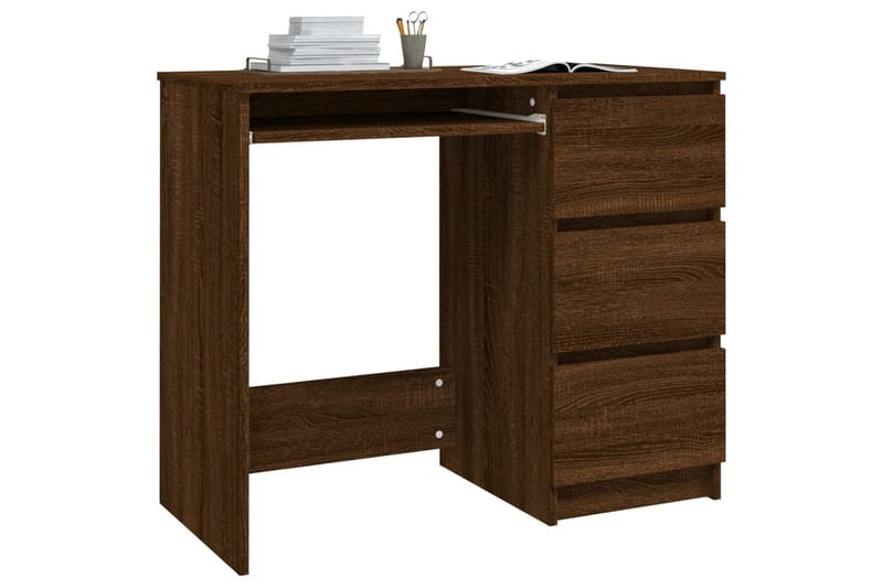 beBasic skrivebord 90x45x76 cm konstrueret træ brun egetræsfarve - Brun - Møbler - Borde - Kontorbord - Skrivebord