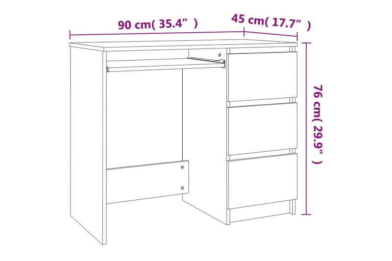 beBasic skrivebord 90x45x76 cm konstrueret træ grå sonoma-eg - GrÃ¥ - Skrivebord