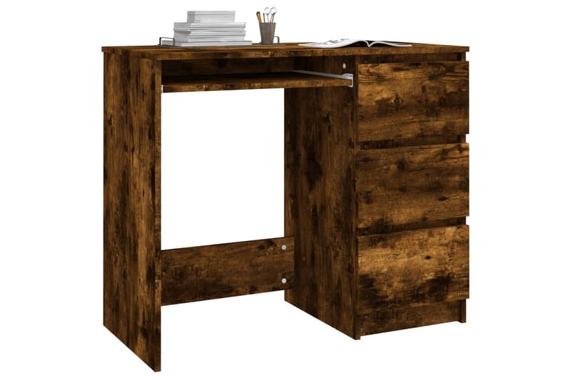 beBasic skrivebord 90x45x76 cm konstrueret træ røget egetræsfarve - Brun - Møbler - Borde - Kontorbord - Skrivebord