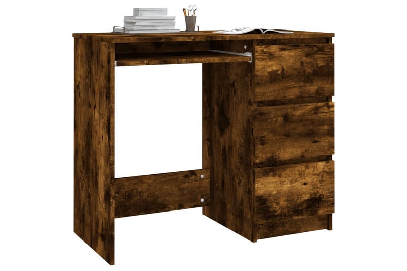 beBasic skrivebord 90x45x76 cm konstrueret træ røget egetræsfarve - Brun - Skrivebord