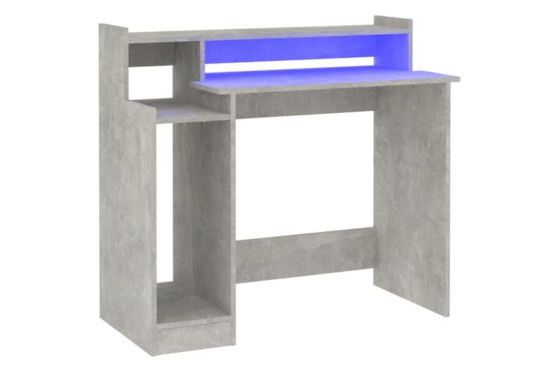 beBasic skrivebord m. LED-lys 97x90x45 cm konstrueret træ betongrå - GrÃ¥ - Møbler - Borde - Kontorbord - Skrivebord