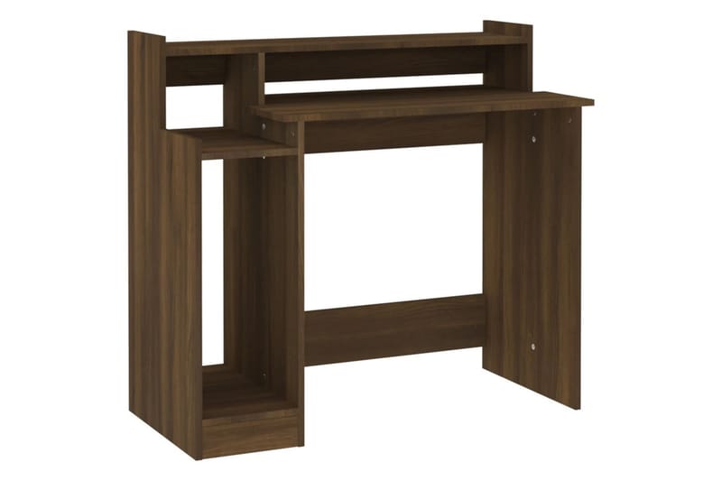 beBasic skrivebord m. LED-lys 97x90x45 cm konstrueret træ brun egetræ - Brun - Møbler - Borde - Kontorbord - Skrivebord
