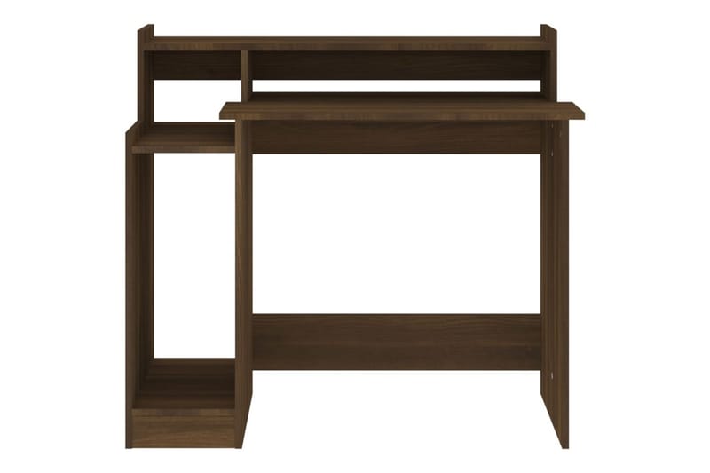 beBasic skrivebord m. LED-lys 97x90x45 cm konstrueret træ brun egetræ - Brun - Møbler - Borde - Kontorbord - Skrivebord