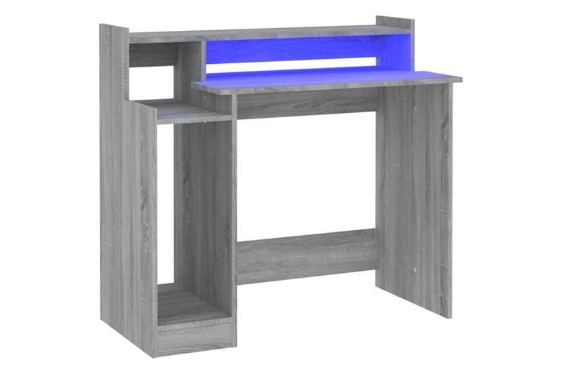beBasic skrivebord m. LED-lys 97x90x45 cm konstrueret træ grå sonoma-eg - GrÃ¥ - Møbler - Borde - Kontorbord - Skrivebord