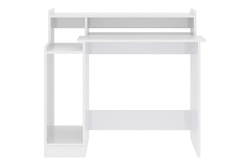 beBasic skrivebord m. LED-lys 97x90x45 cm konstrueret træ hvid højglans - Hvid - Møbler - Borde - Kontorbord - Skrivebord