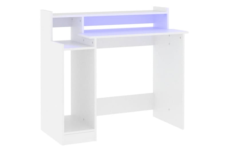 beBasic skrivebord m. LED-lys 97x90x45 cm konstrueret træ hvid - Hvid - Møbler - Borde - Kontorbord - Skrivebord