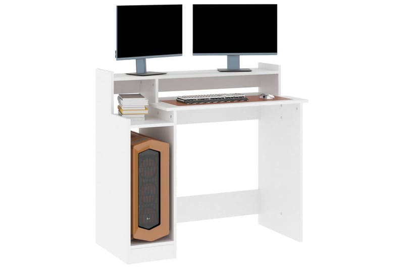 beBasic skrivebord m. LED-lys 97x90x45 cm konstrueret træ hvid - Hvid - Møbler - Borde - Kontorbord - Skrivebord