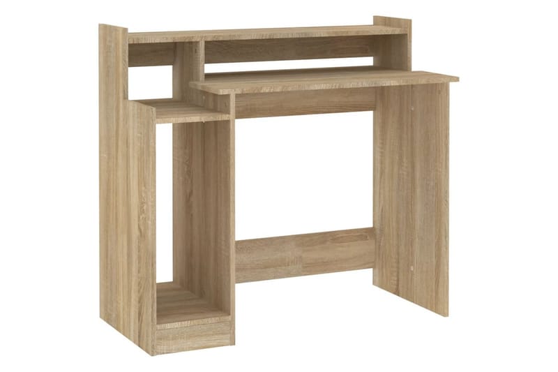 beBasic skrivebord m. LED-lys 97x90x45 cm konstrueret træ sonoma-eg - Brun - Møbler - Borde - Kontorbord - Skrivebord