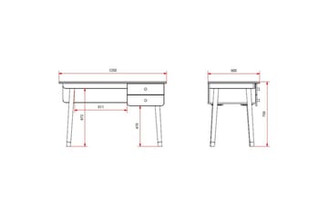 Billy Skrivebord med Skuffer 125x60 cm i Træ - Hvid - Møbler - Borde - Kontorbord - Skrivebord