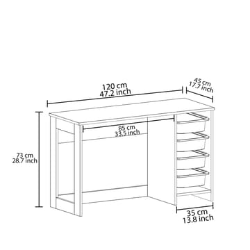 Branik Skrivebord 120x73x45 cm - Antik valnød - Møbler - Borde - Kontorbord - Skrivebord