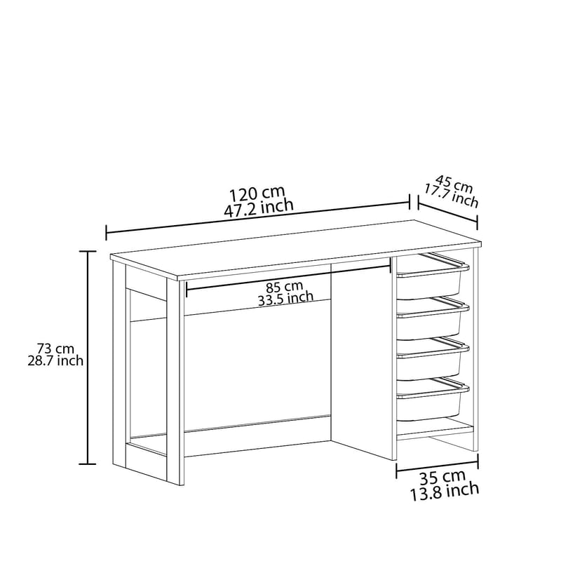 Branik Skrivebord 120x73x45 cm - Antik valnød - Møbler - Borde - Kontorbord - Skrivebord