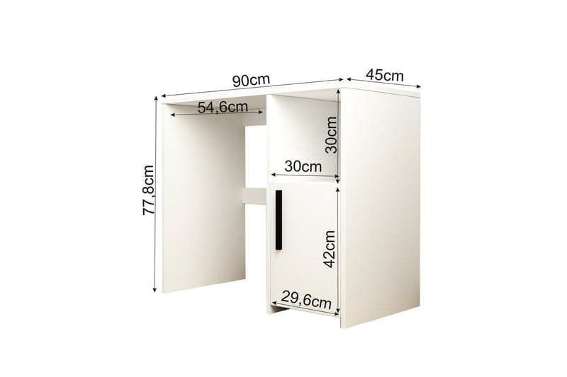 Brenn Skrivebord 45x90 cm - Hvid - Møbler - Borde - Kontorbord - Skrivebord