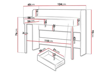 Buhan Skrivebord 60x124 cm - Beige / Brun - Møbler - Borde - Kontorbord - Skrivebord
